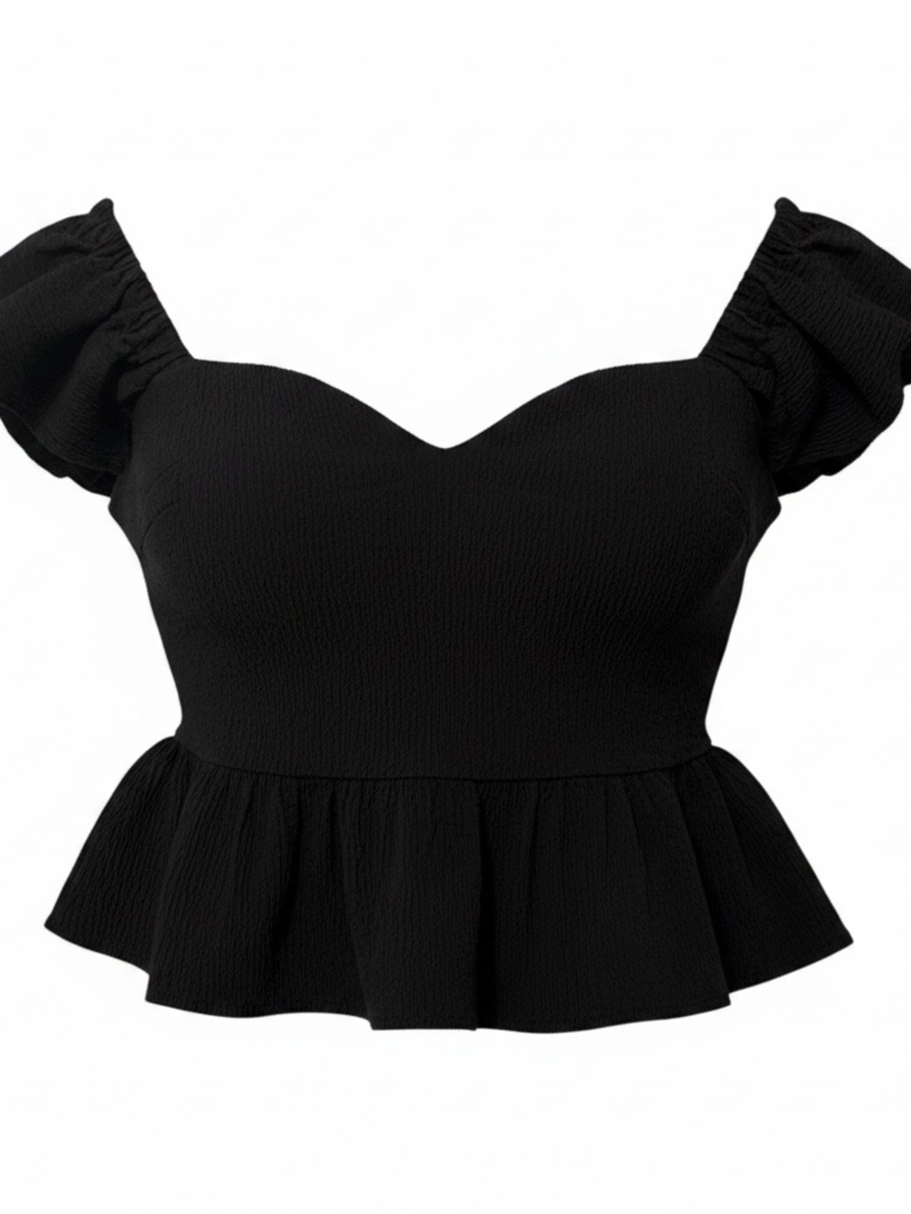 Mi Ami blouse top flowy princess Peplum Top Ruffle sleeve cinch bow  size Medium